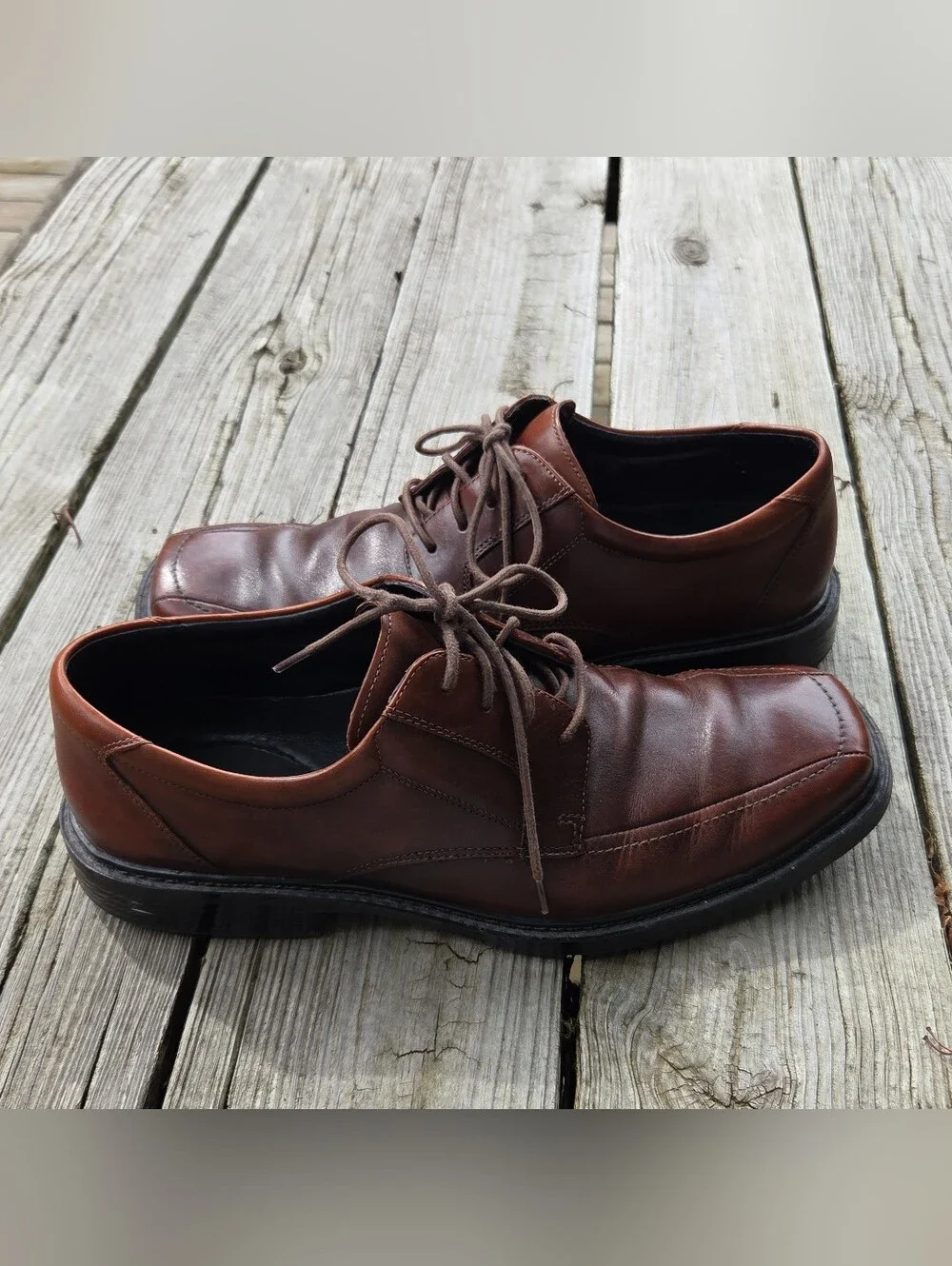 Bostonian 2‎ Pod Comfort Dress Shoes Men's Leather Brown Oxford Lace Apron Toe